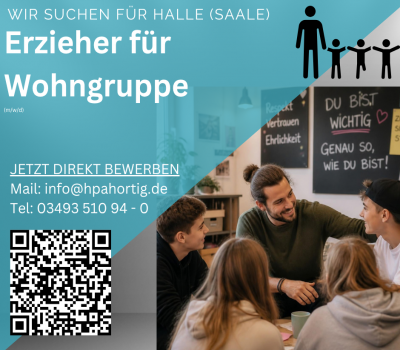 Erzieher (m/w/d) für Wohngruppe in Halle (Saale) gesucht