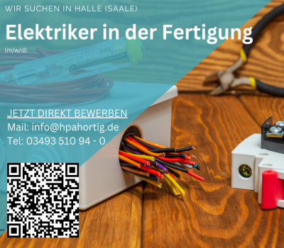 Elektriker (m/w/d) in der Fertigung - Halle - VZ - ab 18 € - Tagschicht