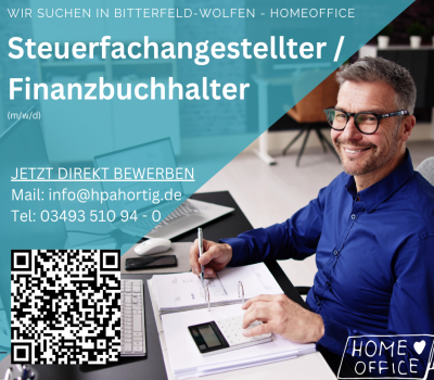 Steuerfachangestellter / Finanzbuchhalter (m/w/d) im HomeOffice gesucht - VZ/TZ - Bitterfeld-Wolfen - ab 3.000 € Brutto