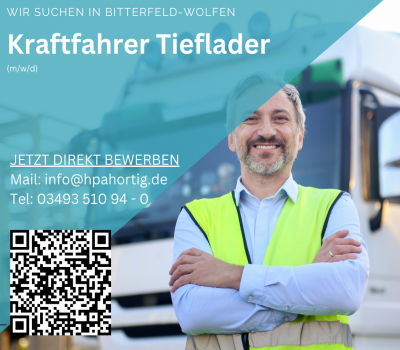 Kraftfahrer (m/w/d) für Tieflader - Nahverkehr - Bitterfeld-Wolfen