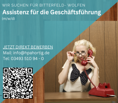 Assistenz für die Geschäftsführung (m/w/d) gesucht in Bitterfeld- Wolfen - Vollzeit- 