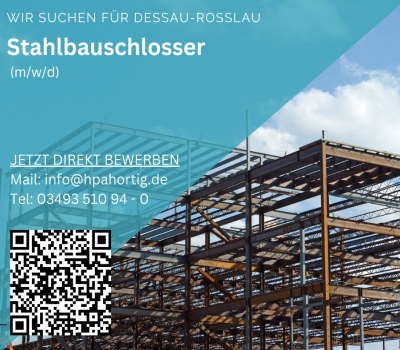 Stahlbauschlosser (m/w/d) für Dessau- Roßlau gesucht 