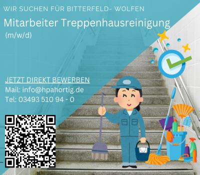Mitarbeiter (m/w/d) für die Treppenhausreinigung gesucht (Voll- oder Teilzeit) 