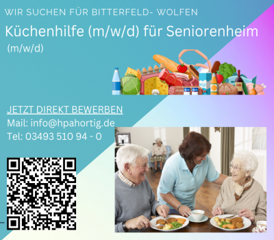 Küchenhelfer (m/w/d) für Seniorenheim in Bitterfeld- Wolfen 