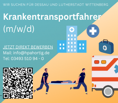 Krankentransportfahrer (m/w/d) für Dessau und Lutherstadt- Wittenberg gesucht 