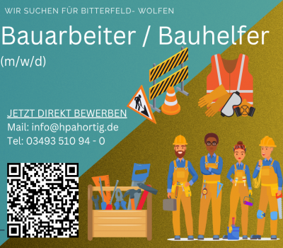 Bauarbeiter / Bauhelfer (m/w/d) für Bitterfeld-Wolfen gesucht