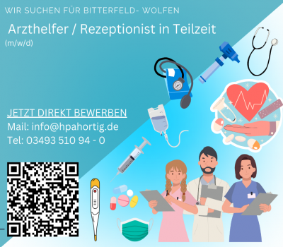 Arzthelfer / Rezeptionist (m/w/d) für Bitterfeld-Wolfen gesucht in Teilzeit 
