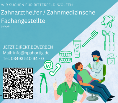 Zahnarzthelfer / zahnmedizinischer Fachangestellter (m/w/d) für Bitterfeld-Wolfen gesucht