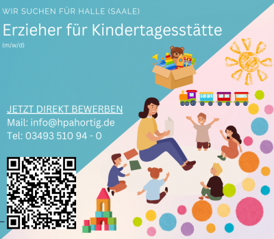 Erzieher (m/w/d) für Halle (Saale) gesucht  in Vollzeit 