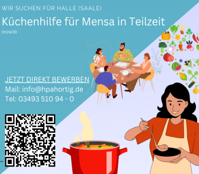 Küchenhilfe (m/w/d) für Mensa in Halle (Saale) gesucht -30h/ Woche- 