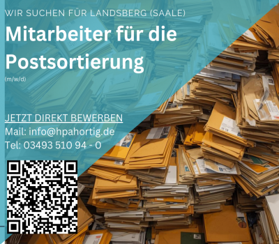 Mitarbeiter (m/w/d) für die Postsortierung in Landsberg (Saale) gesucht