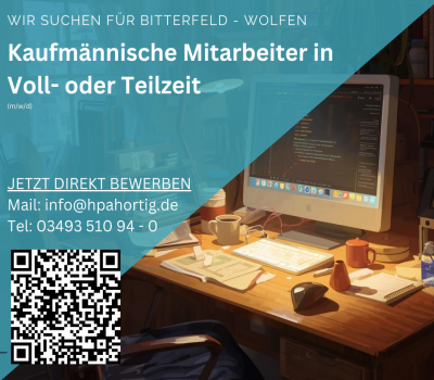 Kaufmännischer Mitarbeiter (m/w/d) für Bitterfeld- Wolfen gesucht- Voll- oder Teilzeit-