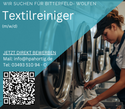 Textilreiniger (m/w/d) für Bitterfeld-Wolfen gesucht 