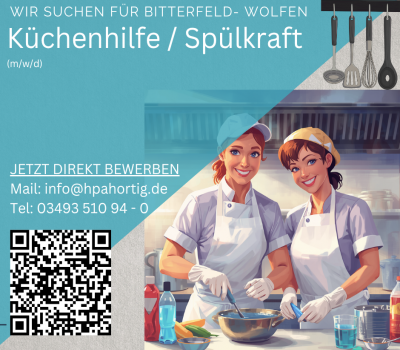 Küchenhilfe / Spülkraft (m/w/d) für Bitterfeld- Wolfen gesucht 