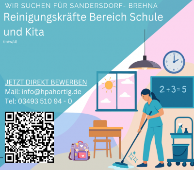 Reinigungskraft (m/w/d) für Schule und Kita in Sandersdorf- Brehna gesucht