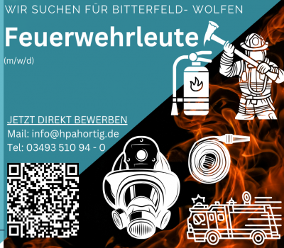 Feuerwehrleute (m/w/d) für Bitterfeld- Wolfen gesucht-