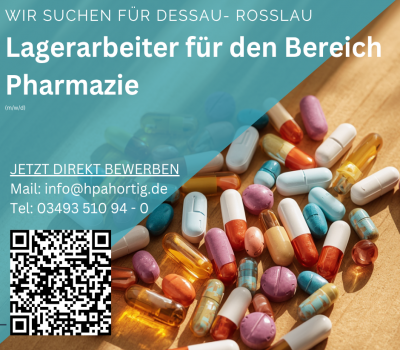 Lagerarbeiter (m/w/d) für den Bereich Pharmazie in Dessau- Roßlau gesucht