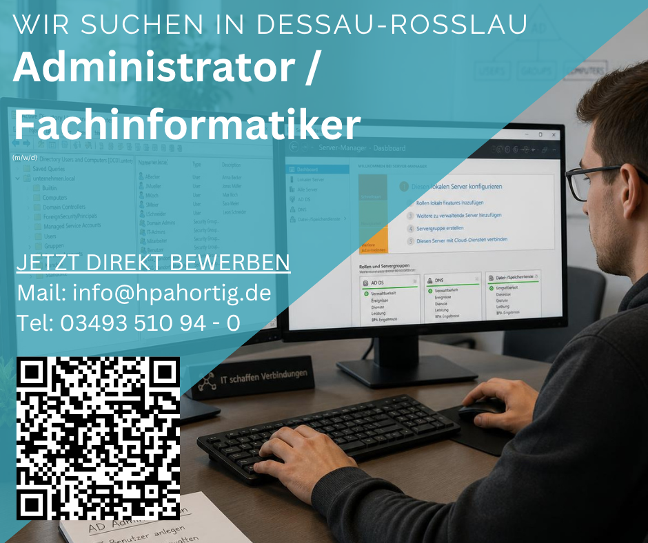 IT-Systemadministrator / Fachinformatiker (m/w/d) für Dessau-Roßlau gesucht - ab 4.500 €