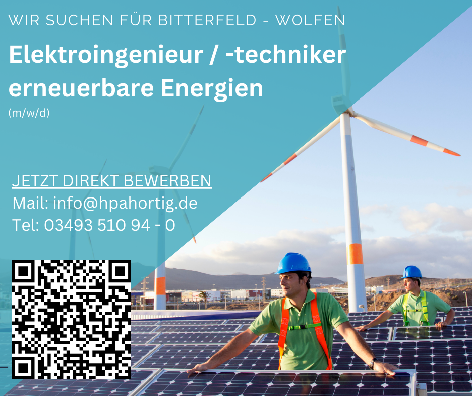 Elektroingenieur / -techniker (m/w/d) für erneuerbare Energien gesucht - Bitterfeld-Wolfen