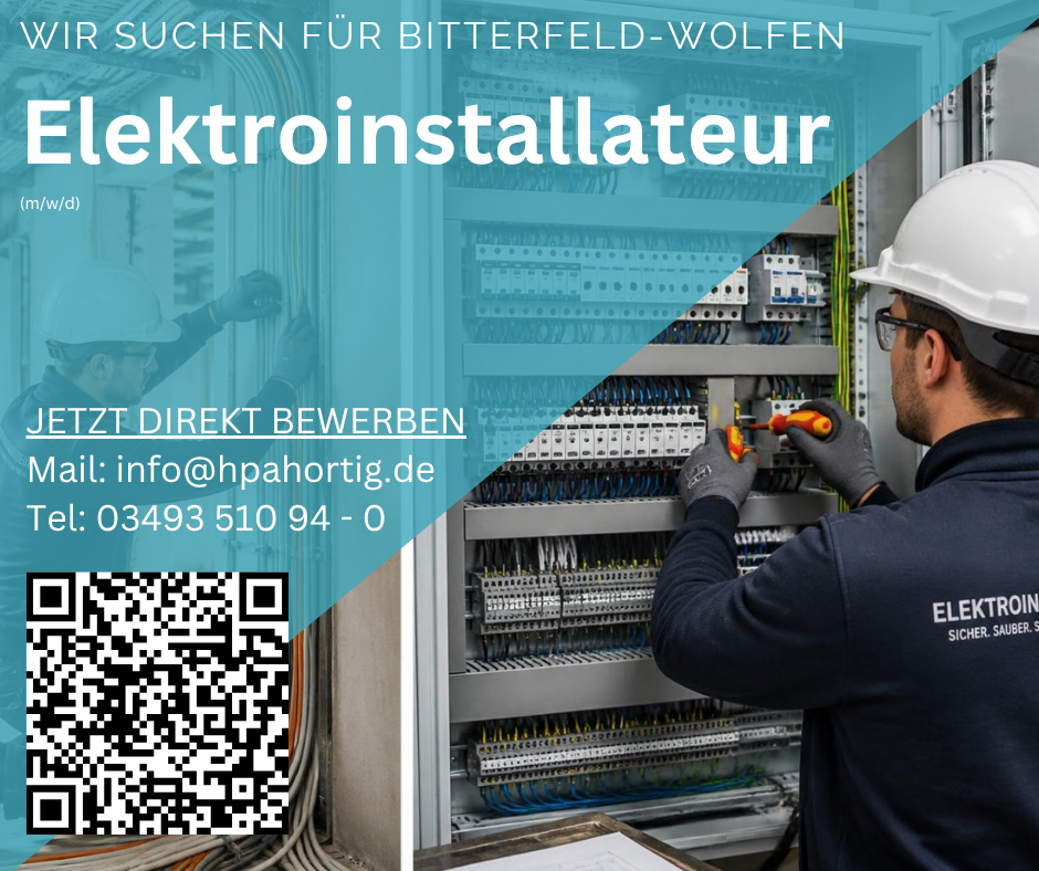 Elektriker (m/w/d) - Kabelbau - Bitterfeld-Wolfen - VZ - ab 21 € - Tagschicht