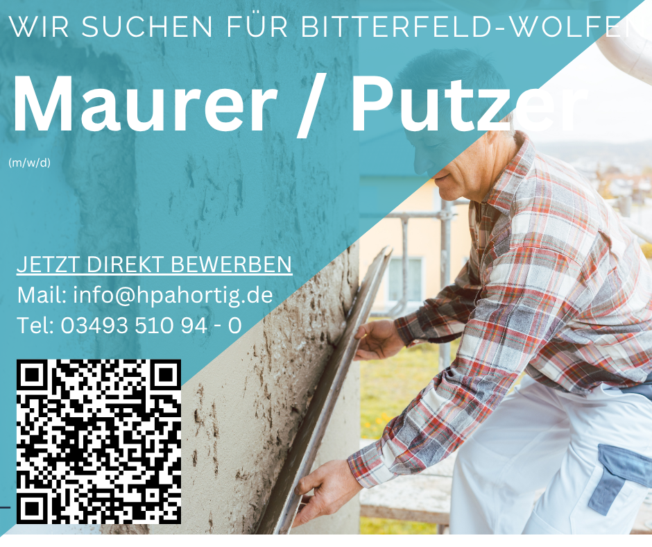 Maurer / Putzer (m/w/d) Bitterfeld-Wolfen gesucht - ab 3.500 € (keine Montage)