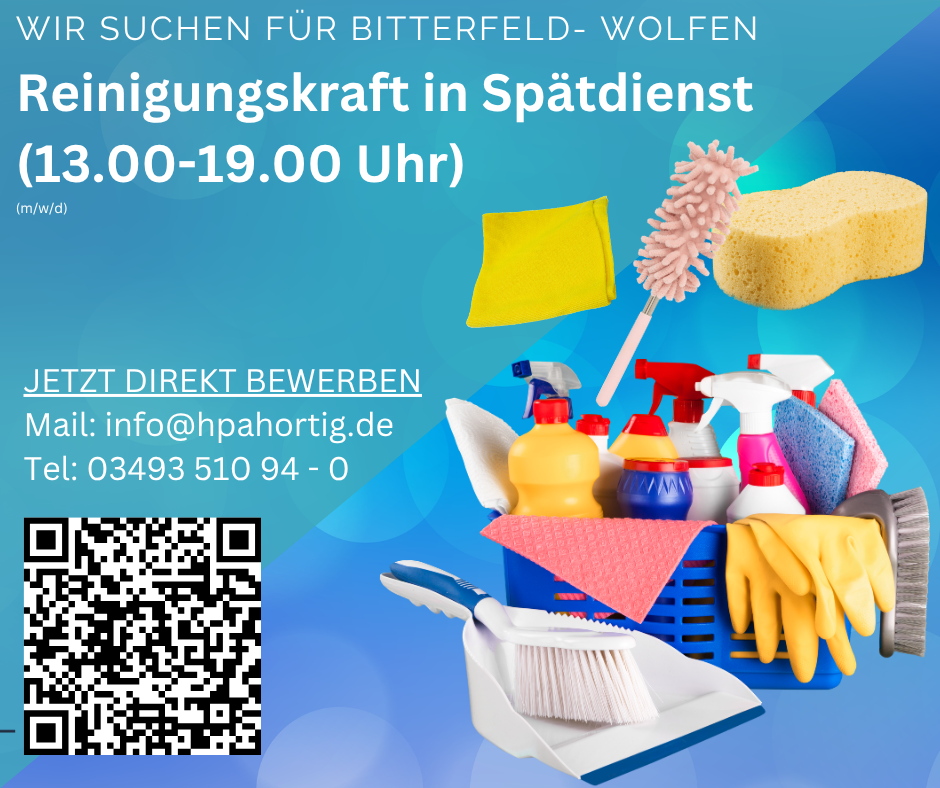 Reinigungskraft (m/w/d) für Bitterfeld- Wolfen gesucht im Dauerspätdienst 