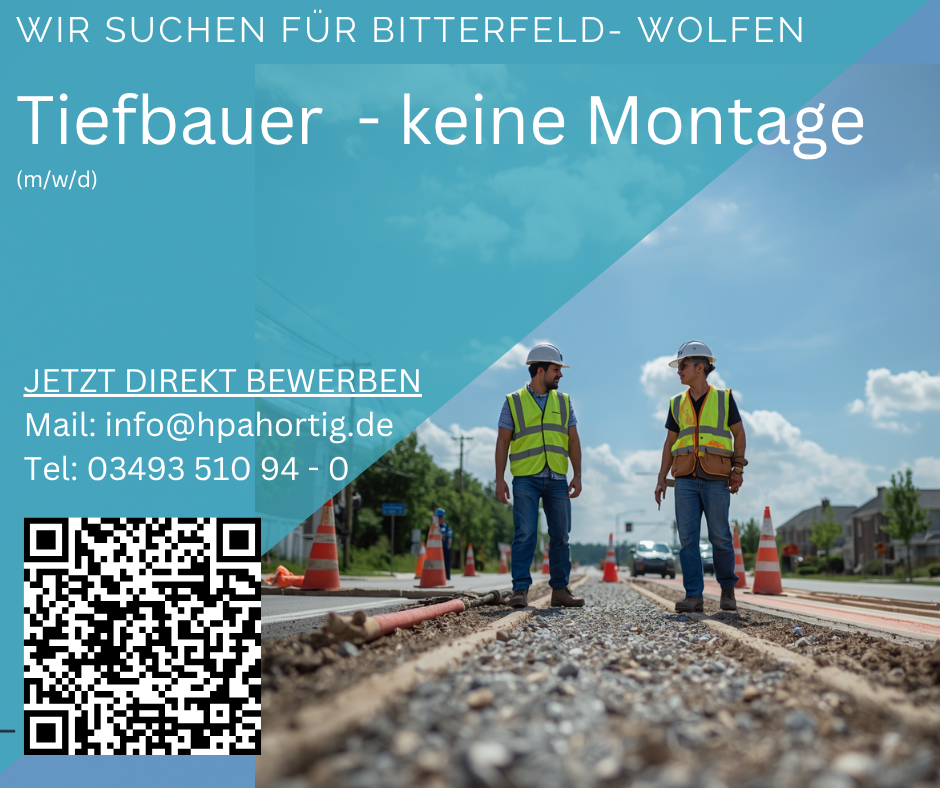 Tiefbauer (m/w/d) für Bitterfeld- Wolfen gesucht- keine Montagetätigkeiten- 