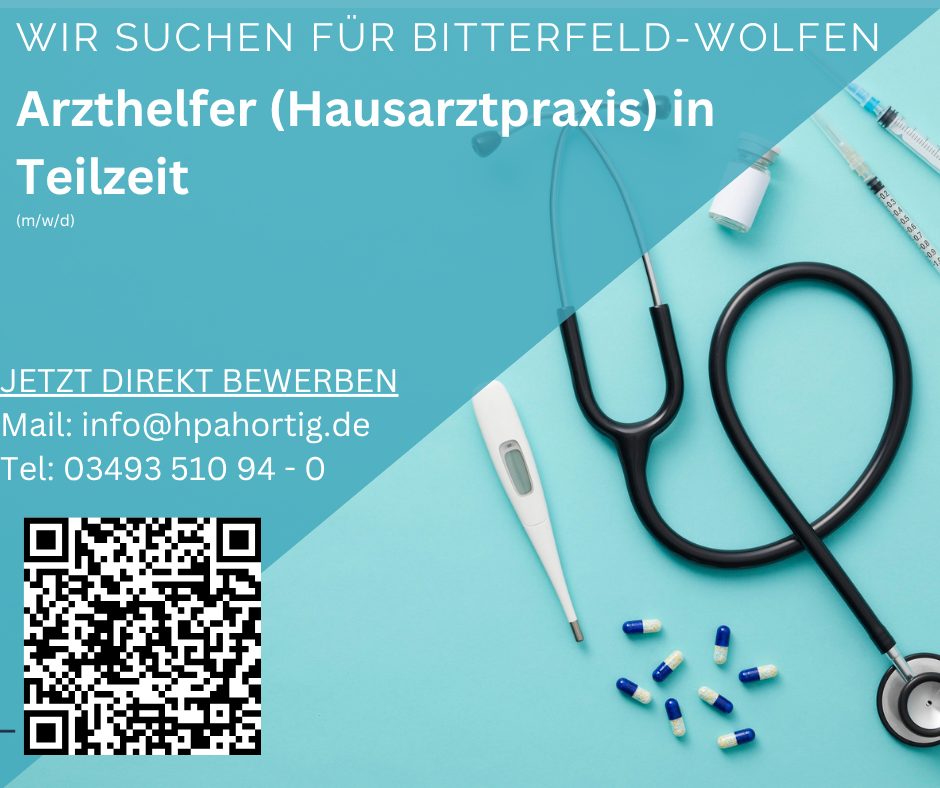 Arzthelfer (m/w/d) für Hausarztpraxis in Bitterfeld- Wolfen gesucht- Teilzeit - 30-35h/ Woche-
