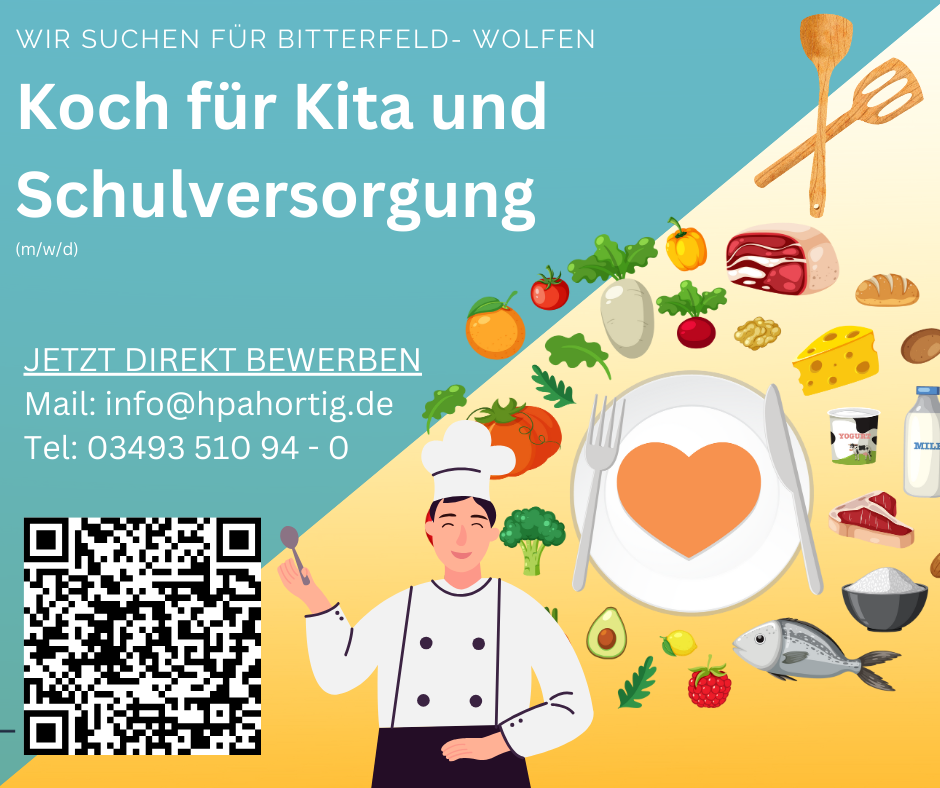 Koch (m/w/d) für Kita- und Schulversorgung in Bitterfeld- Wolfen gesucht 