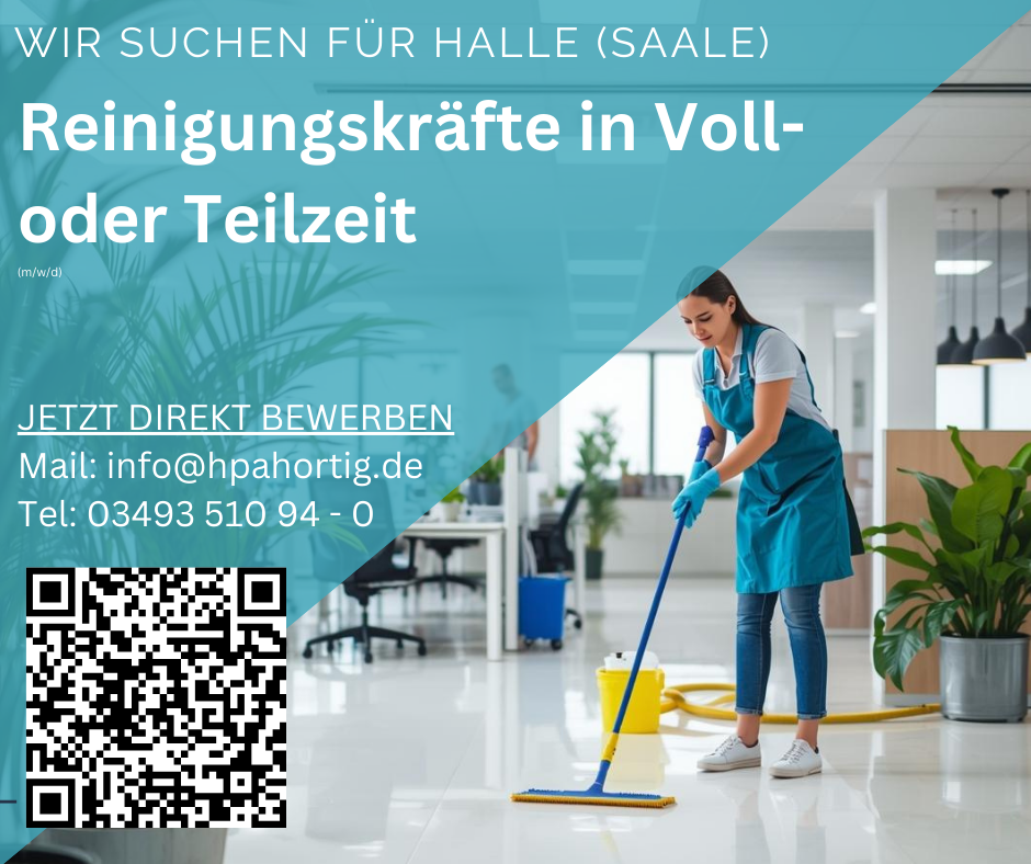 Reinigungskräfte (m/w/d) für Halle (Saale) gesucht - Vollzeit/ Teilzeit