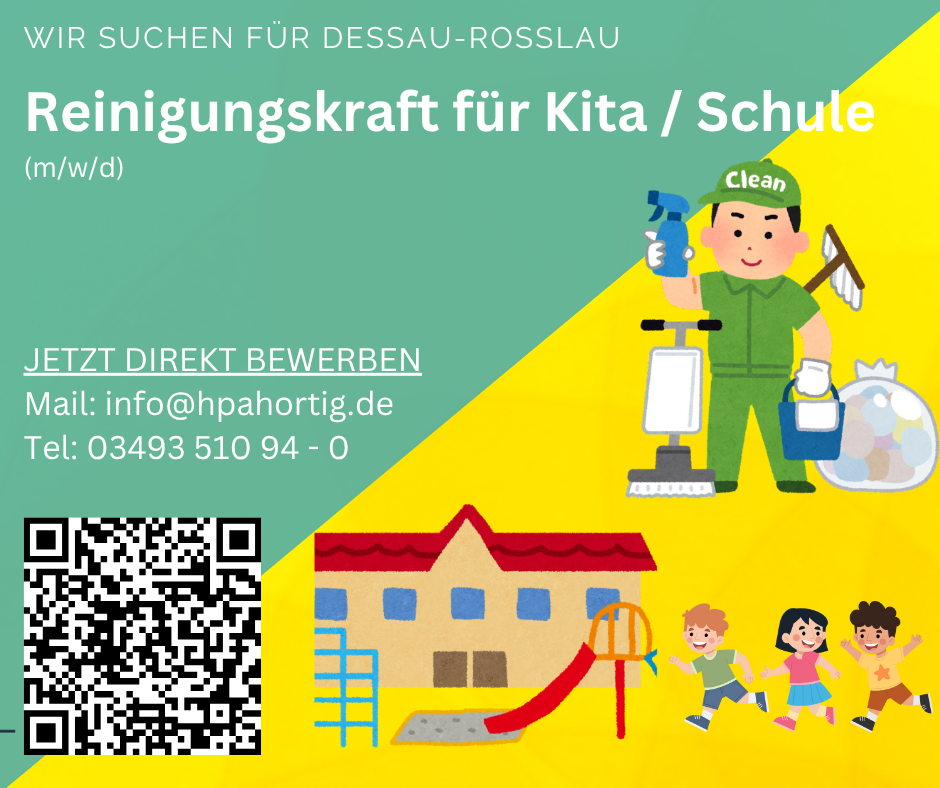 Reinigungskraft (m/w/d) für Dessau- Roßlau gesucht in Voll- oder Teilzeit-