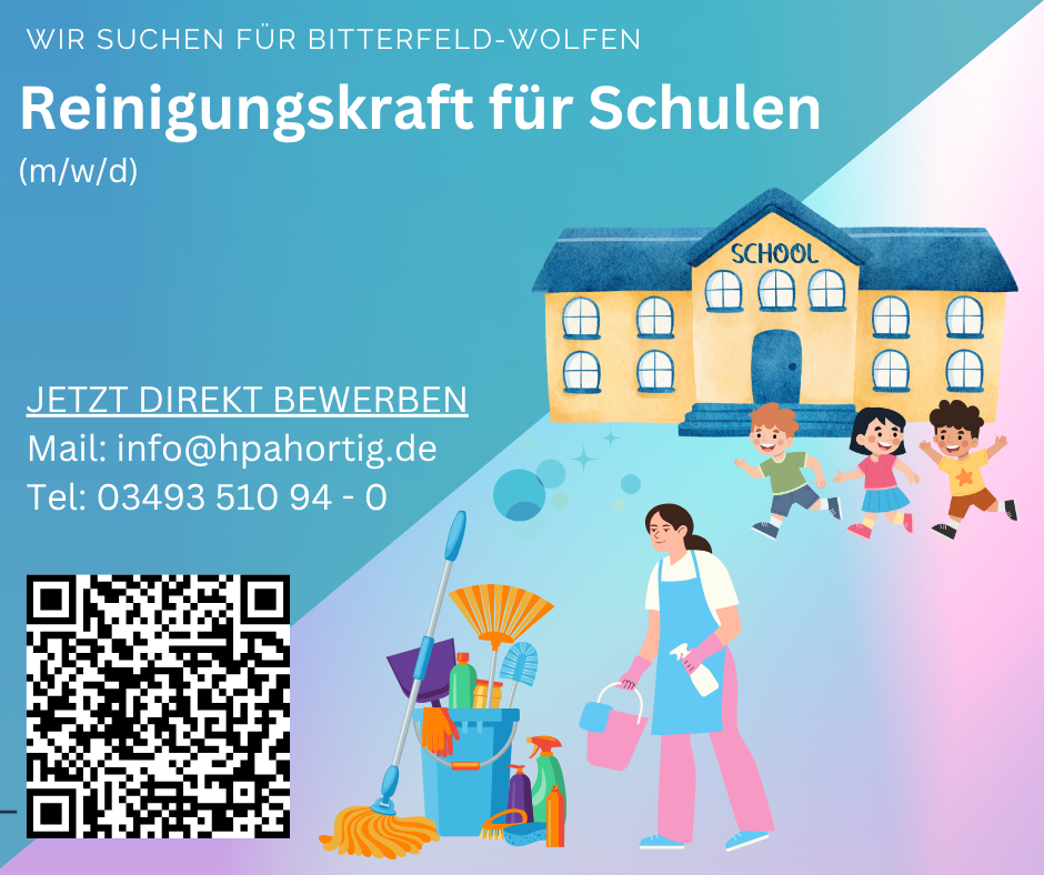 Reinigungskraft (m/w/d) für Schulen in Bitterfeld- Wolfen gesucht
