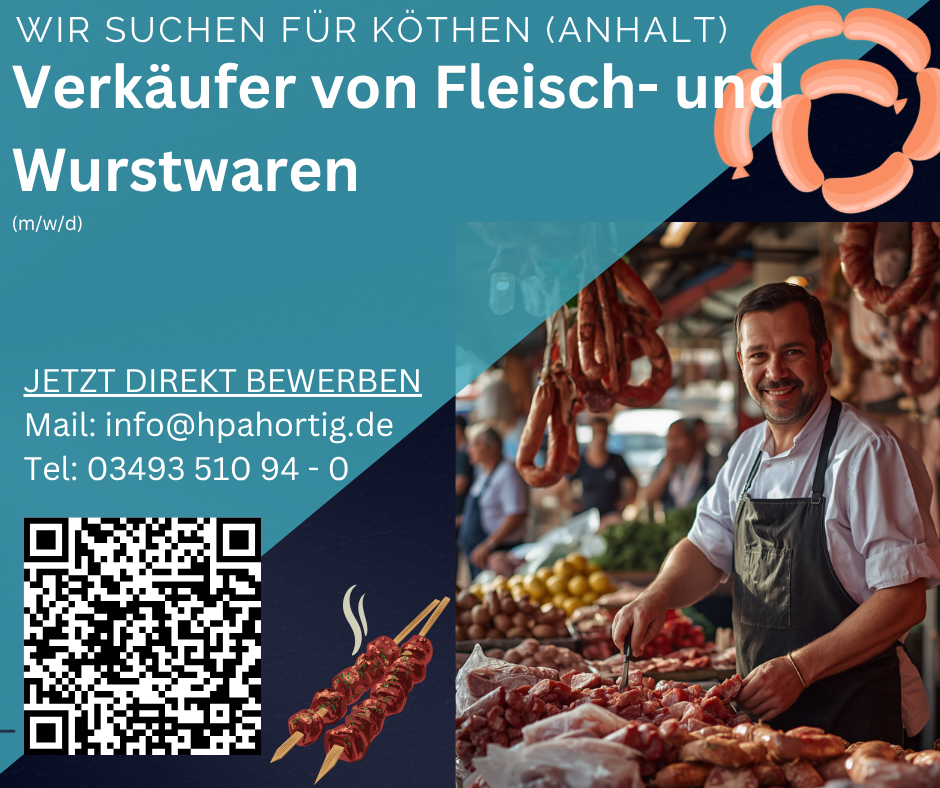 Fleischereifachverkäufer (m/w/d) für Köthen (Anhalt) gesucht -Vollzeit / Teilzeit- 